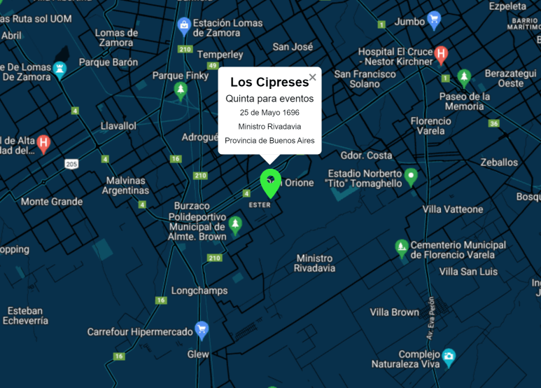 Mapa de Google de Los Cipreses Eventos